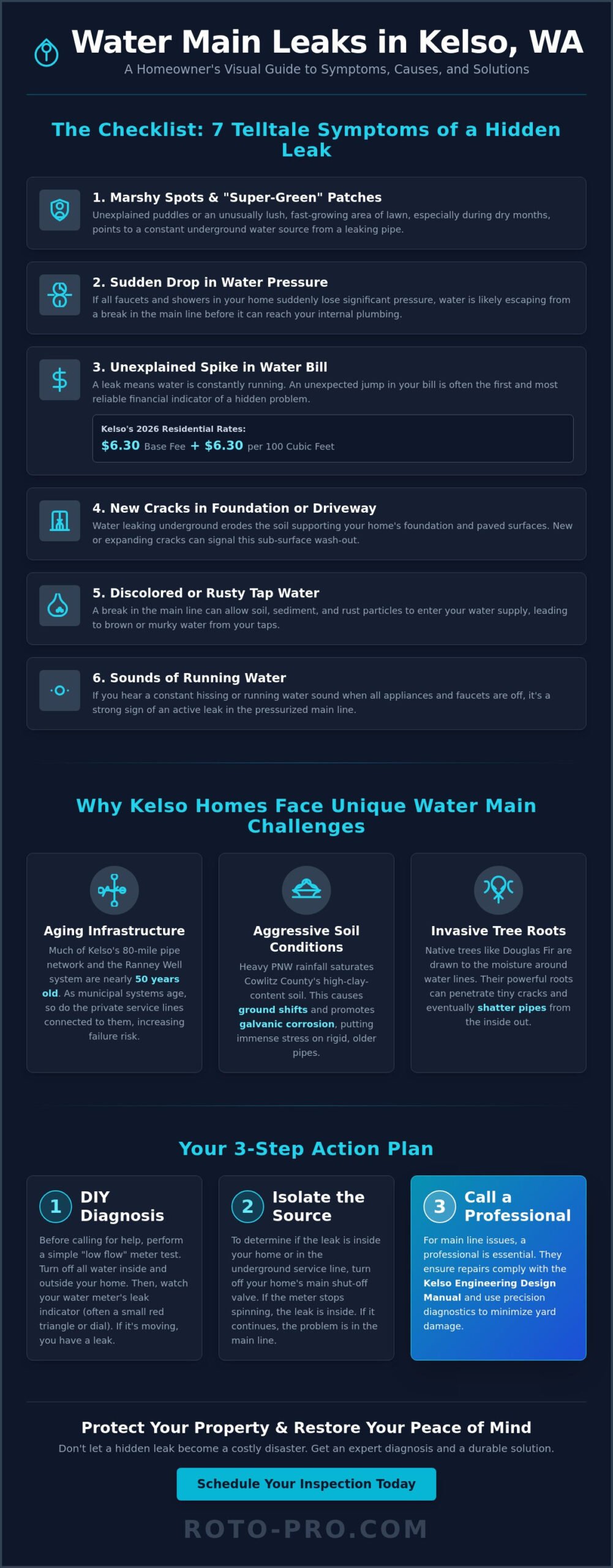 Water Main Leak Symptoms in Kelso, WA: Your 2026 Homeowner Checklist